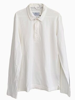Escales Paris Men’s Long Sleeve White Polo Shirt, Size XL